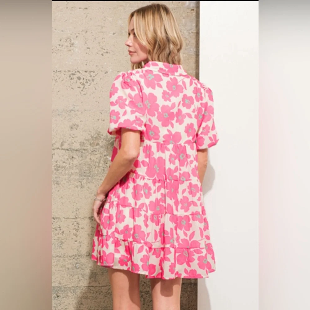 Scarlett floral tiered puff sleeve mini dress - Picture 3 of 3